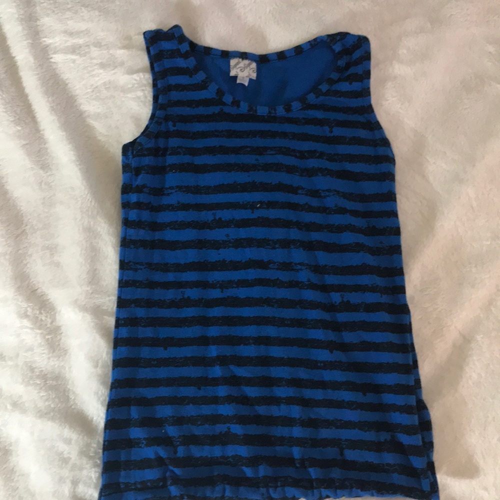 Blue and black striped dress